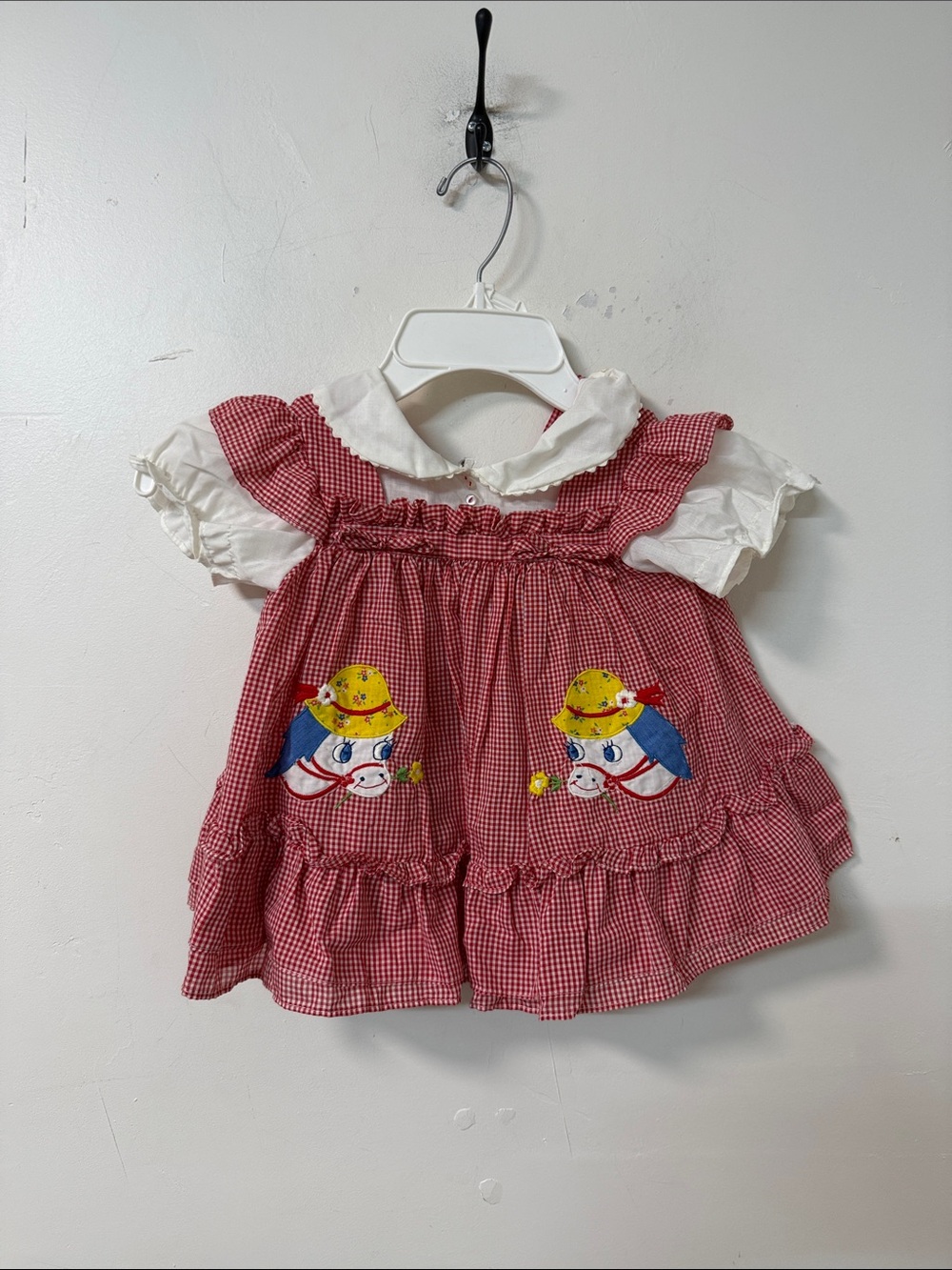Red Gingham Baby Dress with Duck Appliqués